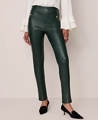 Ann Taylor The Petite Seamed Button Legging Faux Leather Women's