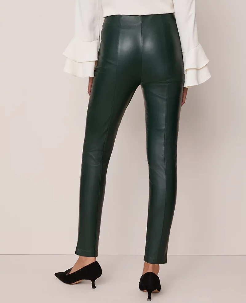 Ann Taylor The Petite Seamed Button Legging Faux Leather Women's