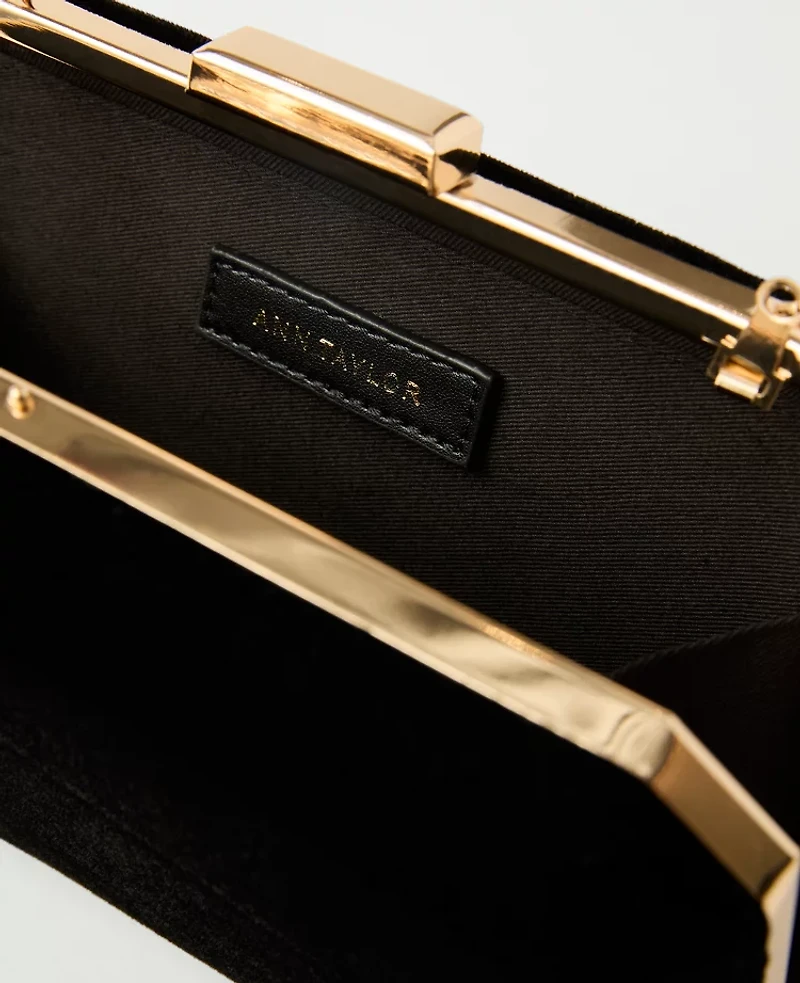 Ann Taylor Beveled Velvet Clutch Handbag Black Women's