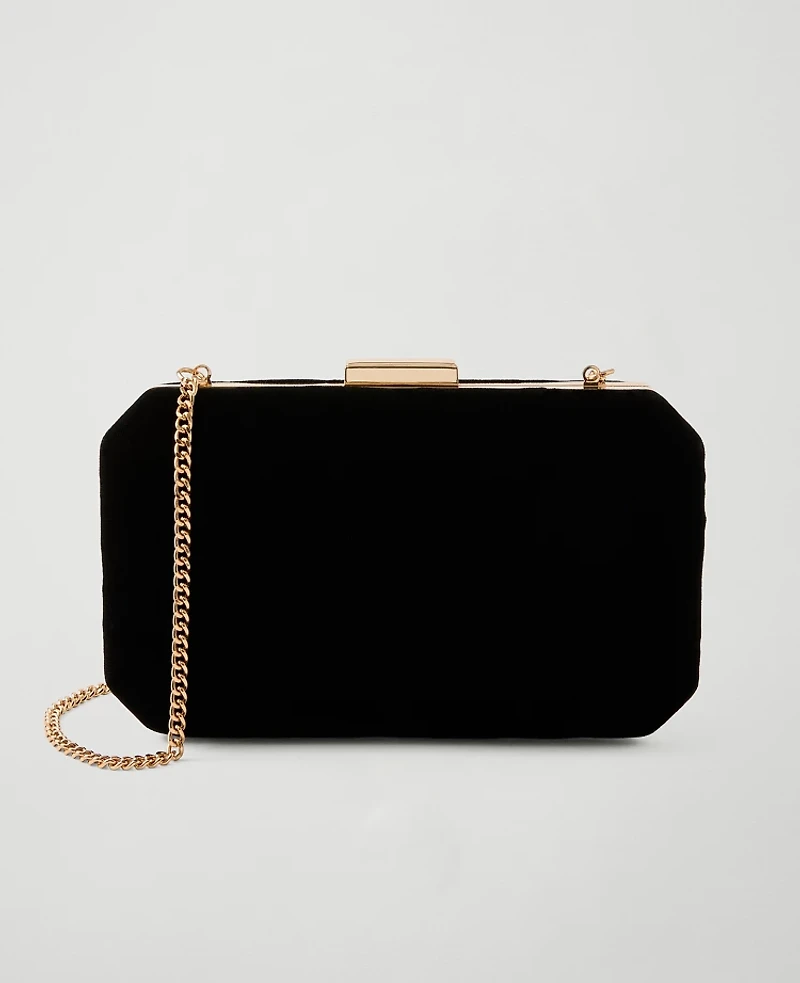 Ann Taylor Beveled Velvet Clutch Handbag Black Women's