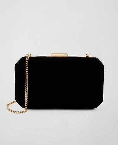 Ann Taylor Beveled Velvet Clutch Handbag Black Women's
