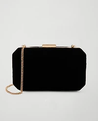 Ann Taylor Beveled Velvet Clutch Handbag Black Women's
