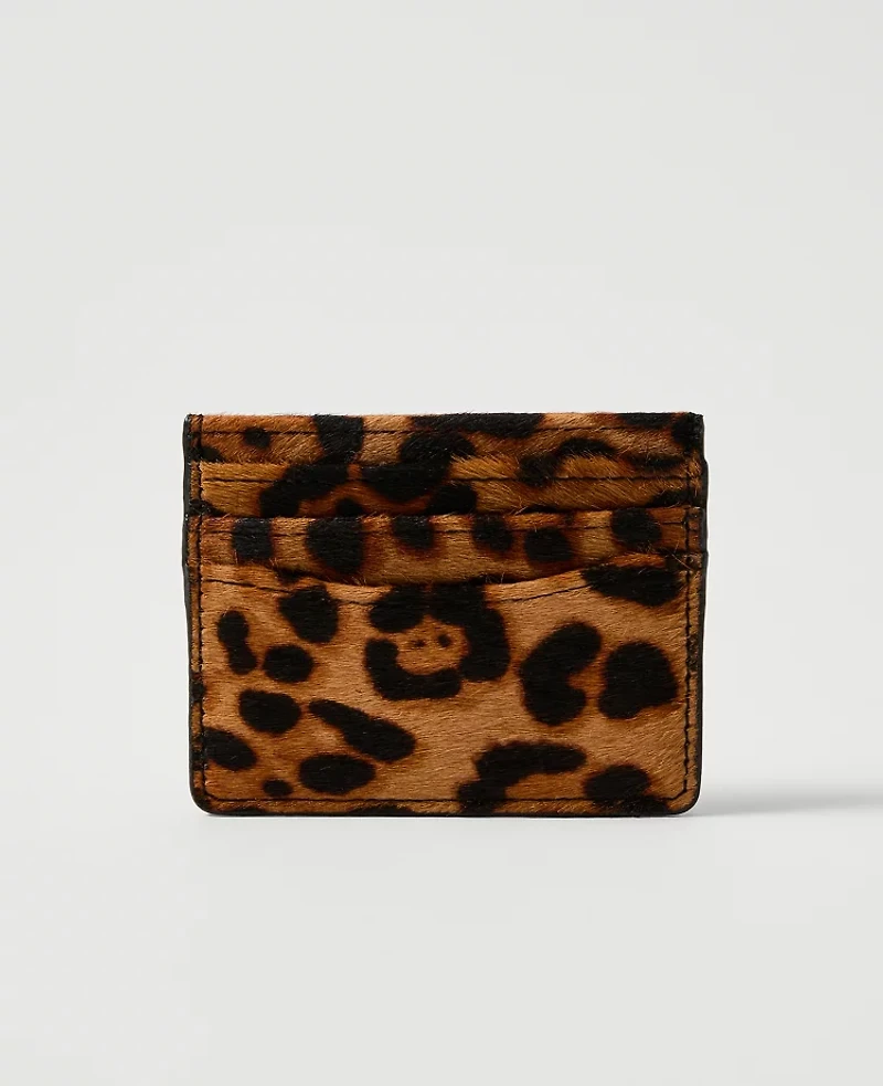 Ann Taylor Animal Print Calf Hair Card Case Brown Multi Women's