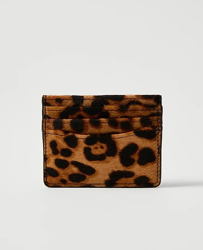 Ann Taylor Animal Print Calf Hair Card Case Brown Multi Women's