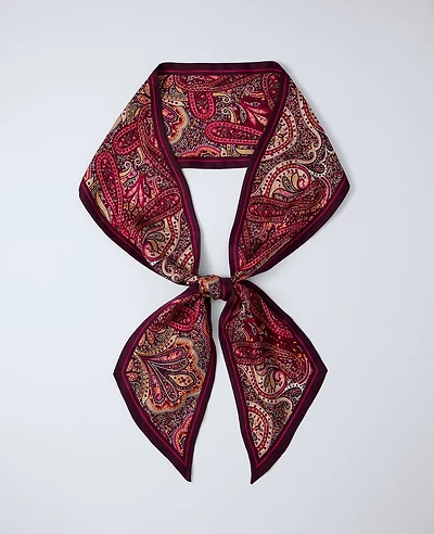 Ann Taylor Skinny Paisley Silk Scarf Poised Plum Women's