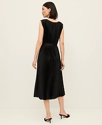 Ann Taylor Pleated Satin Midi Dress Women's
