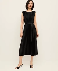 Ann Taylor Pleated Satin Midi Dress Women's