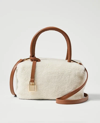 Ann Taylor Weekend Collection Sherpa Mini Crossbody Ivory Women's