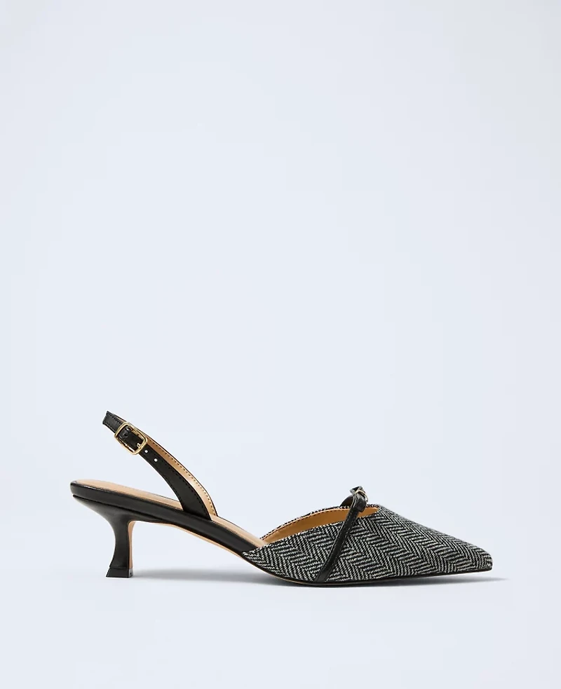 Ann Taylor Herringbone Slingback Pump Black Women's