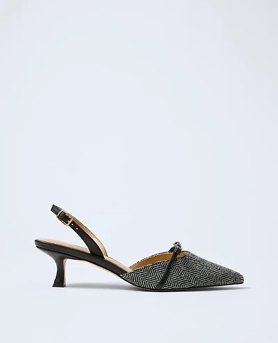 Ann Taylor Herringbone Slingback Pump Black Women's