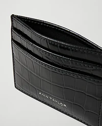 Ann Taylor Weekend Collection Croco Card Case Black Women's