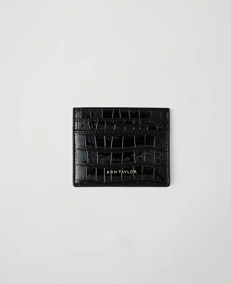 Ann Taylor Weekend Collection Croco Card Case Black Women's