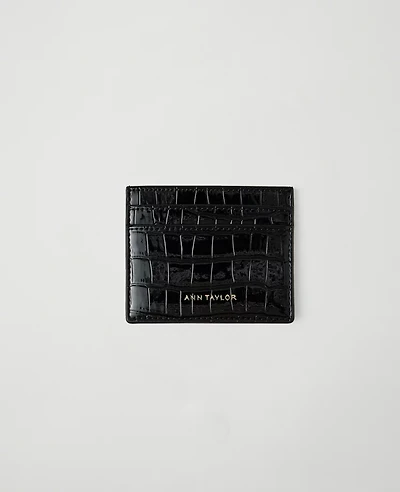 Ann Taylor Weekend Collection Croco Card Case Black Women's