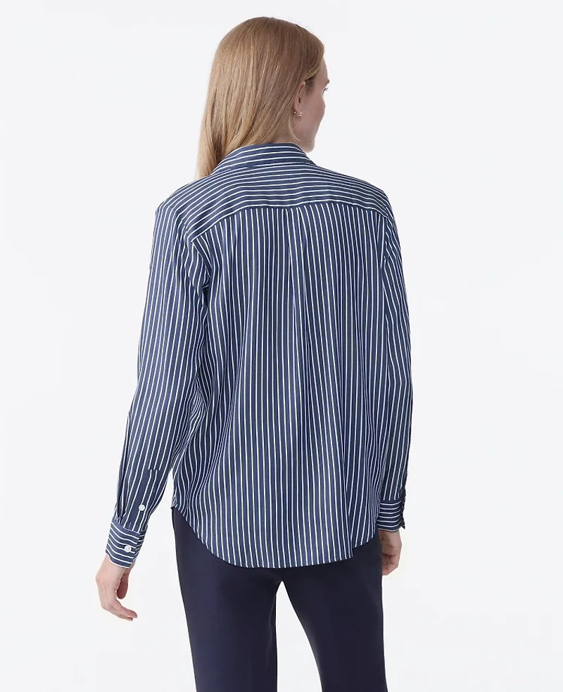 Ann Taylor Striped Relaxed Perfect Shirt Indigo Dusk Women's