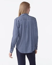 Ann Taylor Striped Relaxed Perfect Shirt Indigo Dusk Women's