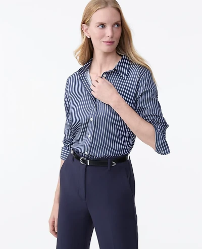 Ann Taylor Striped Relaxed Perfect Shirt Indigo Dusk Women's
