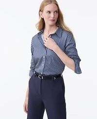 Ann Taylor Striped Relaxed Perfect Shirt Indigo Dusk Women's
