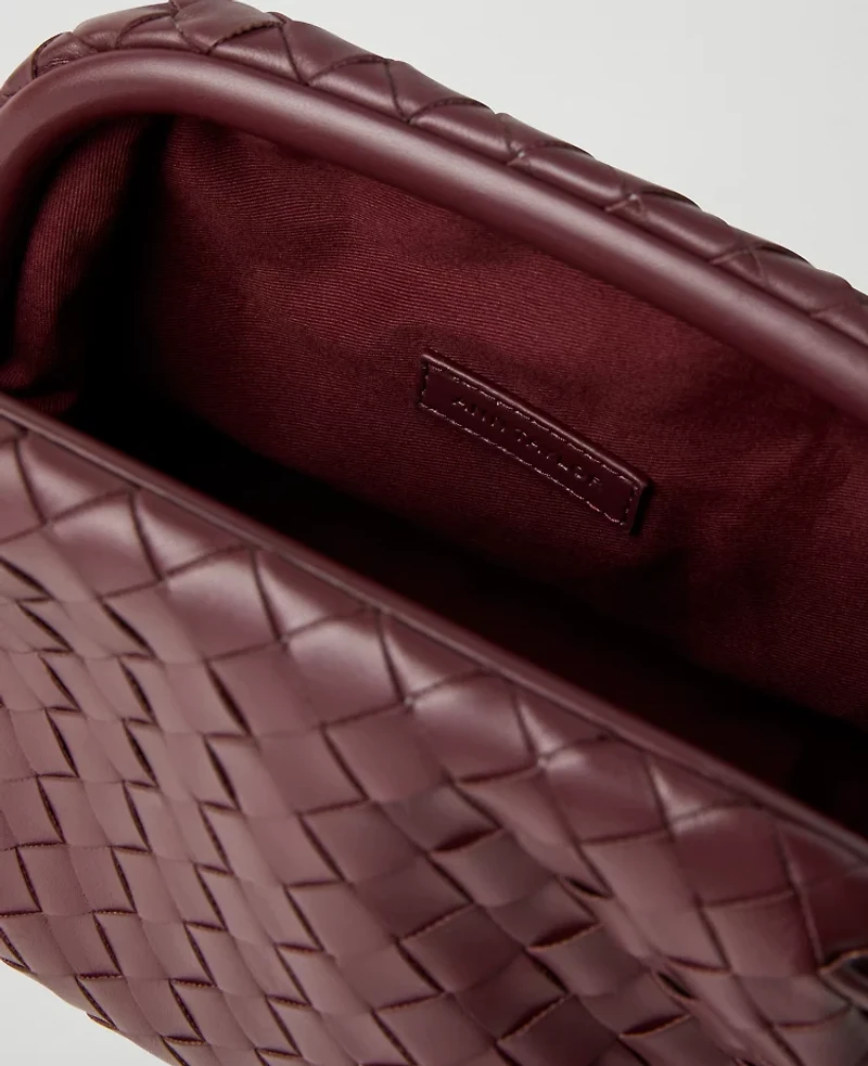Ann Taylor Woven Clutch Handbag Plum Rose Women's