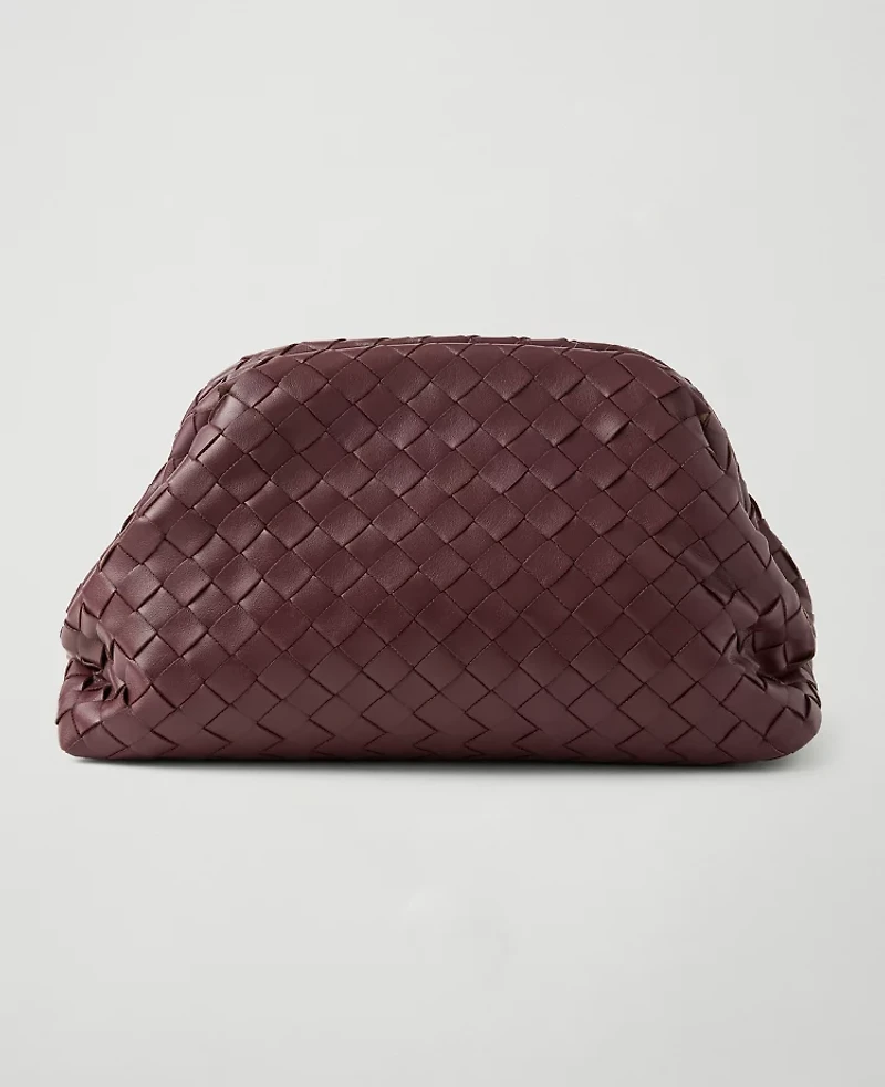 Ann Taylor Woven Clutch Handbag Plum Rose Women's