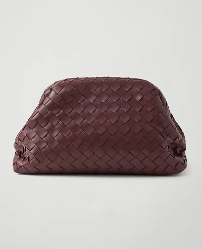 Ann Taylor Woven Clutch Handbag Plum Rose Women's