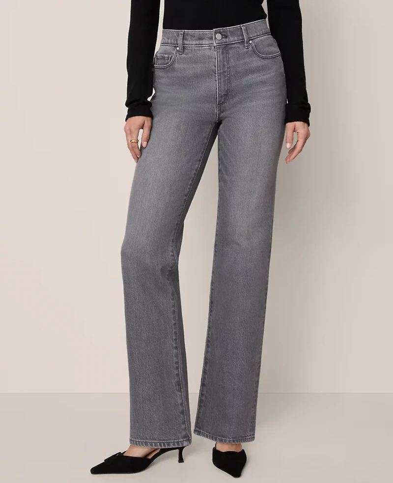 Ann Taylor The Perfect Straight Jean Authentic Light Grey Wash Women's