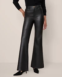 Ann Taylor The Faux Leather Flare Pant Black Women's