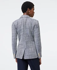 Ann Taylor The Greenwich Blazer Herringbone Tweed Speckled Navy/White Women's