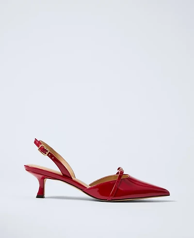Ann Taylor Patent Leather Slingback Pump Jewel Red Women's