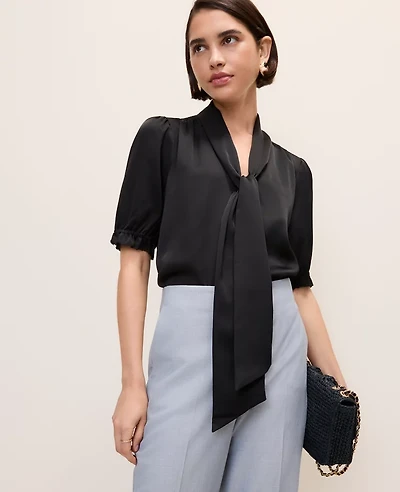 Ann Taylor Satin Bow Blouse Women's