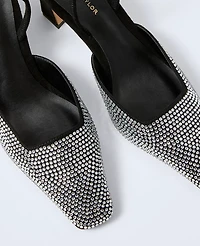 Ann Taylor Suede Embellished Slingback Pump Black Women's