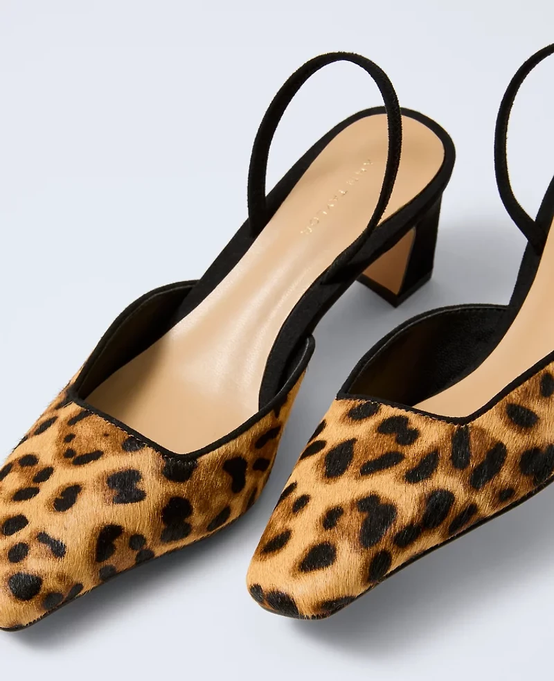 Ann Taylor Calf Hair Slingback Pump Brown Multi Women's
