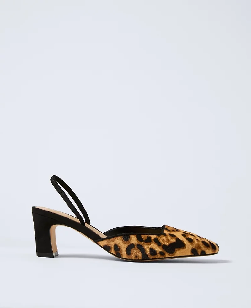 Ann Taylor Calf Hair Slingback Pump Brown Multi Women's