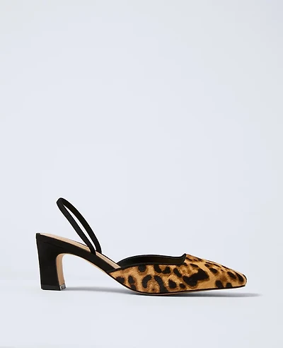 Ann Taylor Calf Hair Slingback Pump Brown Multi Women's
