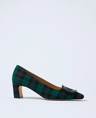 Ann Taylor Block Heel Buckle Pump Black Women's