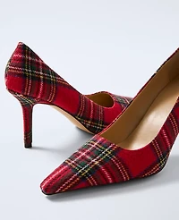 Ann Taylor Plaid Nip Toe Pump Jewel Red Women's