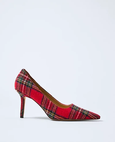 Ann Taylor Plaid Nip Toe Pump Jewel Red Women's
