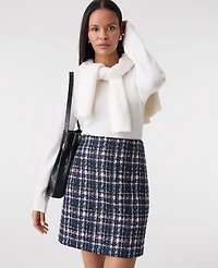 Ann Taylor Plaid Tweed A-Line Skirt Pink/Blue Women's