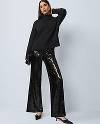 Ann Taylor The Petite Sequin Wide-Leg Pant Black Women's