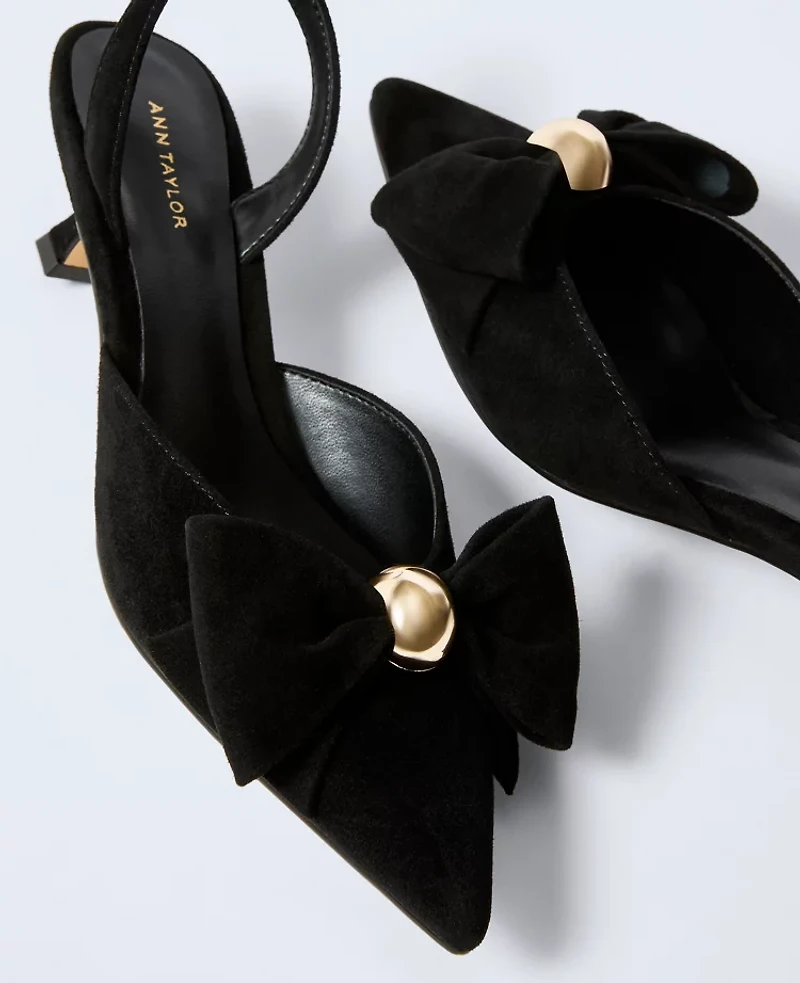 Ann Taylor Suede Bow Slingback Pump Women's