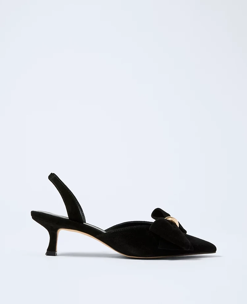 Ann Taylor Suede Bow Slingback Pump Women's