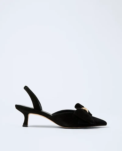 Ann Taylor Suede Bow Slingback Pump Women's