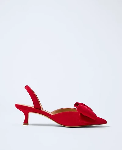 Ann Taylor Suede Bow Slingback Pump Women's