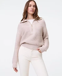 Ann Taylor Weekend Collection Textured Stitch Half-Zip Sweater Heather Women's