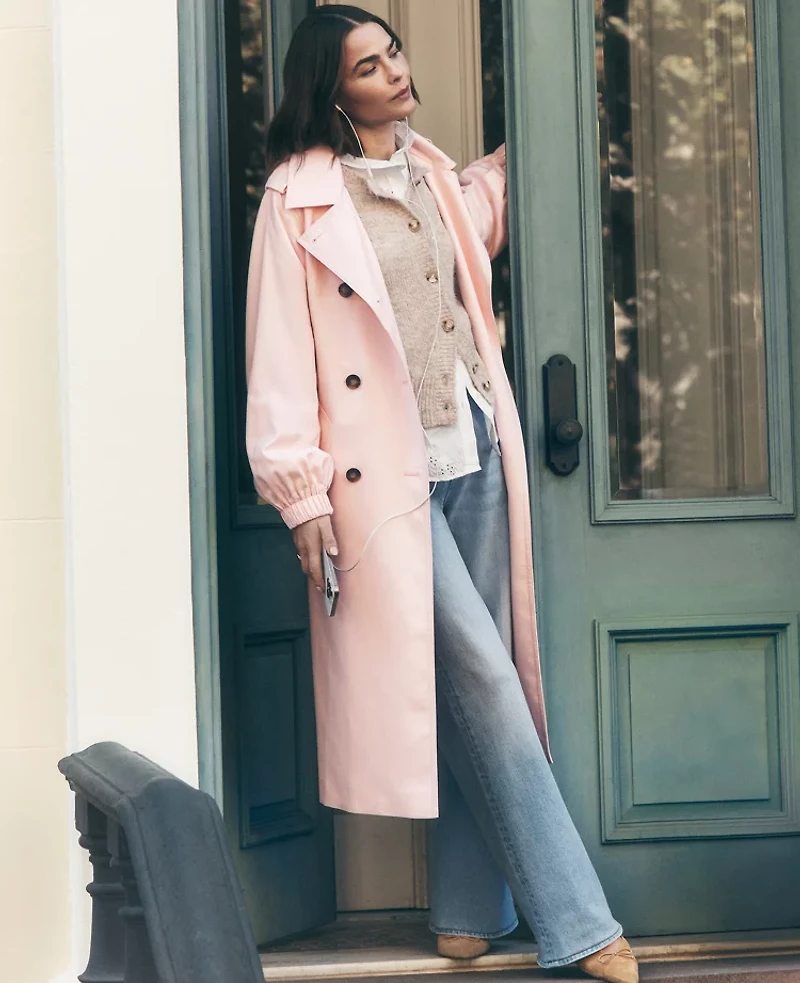 Ann Taylor Weekend Collection Hooded Trench Coat Blush Haze Women's