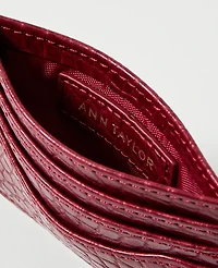 Ann Taylor Croco Card Case Dark Burgundy Women's