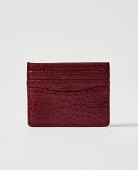 Ann Taylor Croco Card Case Dark Burgundy Women's