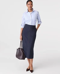 Ann Taylor Button Column Midi Skirt Indigo Blend Women's