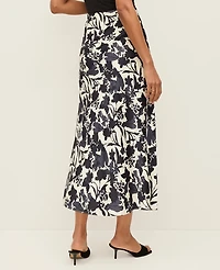 Ann Taylor Floral Satin Midi Slip Skirt Night Sky Women's