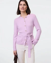 Ann Taylor Belted Crew Neck Cardigan Women's