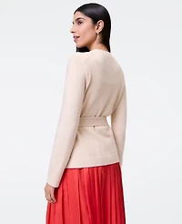 Ann Taylor Belted Crew Neck Cardigan Women's
